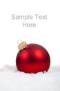 Red Christmas ball ornament/bauble on white Royalty Free Stock Photo