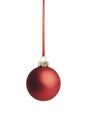 Red Christmas ball with red ribbo Royalty Free Stock Photo