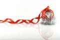 Red christmas ball with ribbon Royalty Free Stock Photo