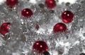 Red Christmas ball in Silver garland Royalty Free Stock Photo
