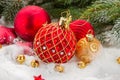 Red christmas ball in snow Royalty Free Stock Photo