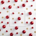 Red christmas ball and yellow snowflake pattern Royalty Free Stock Photo