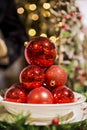 Red christma balls in a pile Royalty Free Stock Photo