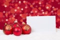 Red Christmas balls card wishes copyspace Royalty Free Stock Photo