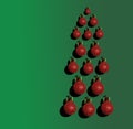 Red Christmas balls. Christmas tree concept top view. New Year background. Festive idea. Royalty Free Stock Photo