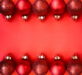 Red christmas balls in row Royalty Free Stock Photo