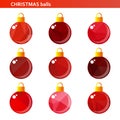 Red christmas balls set Royalty Free Stock Photo