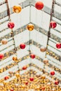 Christmas balls in Vintage city night light bokeh and christmas light blurred background on christmas day Royalty Free Stock Photo