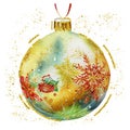 Red christmas balls watercolor style decoration