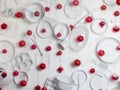 Red christmas balls on a white wall Royalty Free Stock Photo