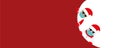 Red christmas banner with cute santa claus and snowman with sunglasses and face mask