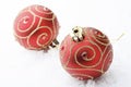 Red Christmas bauble decorations. Royalty Free Stock Photo
