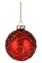 Red Christmas bauble with gold decoration Royalty Free Stock Photo