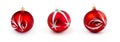 Red christmas baubles or balls isolated collection