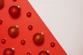 Red christmas baubles pattern with copy space Royalty Free Stock Photo