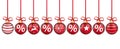 Red Christmas Baubles Red Ribbons Percent Headline Royalty Free Stock Photo