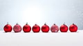 Red christmas baubles on snow background. 3d render Generative AI Royalty Free Stock Photo