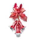 Red christmas bell decoration hanging on white Royalty Free Stock Photo