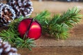 Red Christmas Bell with Pinecones Royalty Free Stock Photo