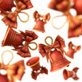 Red Christmas Bells with a bow. Royalty Free Stock Photo