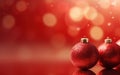 Red Christmas blurred background with red balls. Simple holiday Merry Christmas background