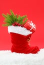 Red christmas boot Royalty Free Stock Photo