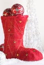 Red christmas boot Royalty Free Stock Photo