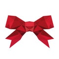 Red Christmas bow, low polygonal ribbon, isolated geometric vector illustration from triangles Royalty Free Stock Photo