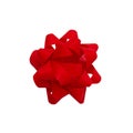 Red christmas bow ribbon isolated from white background. Clipping path included