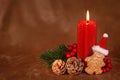 Red christmas candle Royalty Free Stock Photo