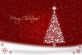 Red Christmas card with Christmas tree