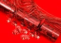 Elaborate red Christmas cracker. Royalty Free Stock Photo