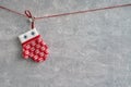 Red Christmas decoration on gray background. Copy space Royalty Free Stock Photo