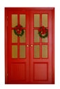 Red Christmas doors