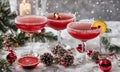 red christmas drinks in martini glasses on the table