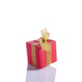 Red christmas gift with bow isolate on white background Royalty Free Stock Photo