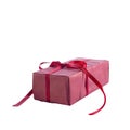 Red christmas gift with bow isolate on white background Royalty Free Stock Photo