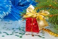 Red Christmas gift with a bow Royalty Free Stock Photo