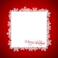 Red Christmas gift card, Merry Christmas snowflake background with space for your wishes, modern holiday