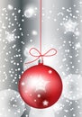 Red christmas globe in sparkling snow Royalty Free Stock Photo