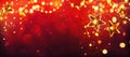 Red Christmas - Golden Stars Lights Royalty Free Stock Photo