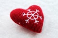 Red Christmas heart on the snow Royalty Free Stock Photo