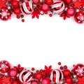 Red Christmas ornament double border isolated on white Royalty Free Stock Photo