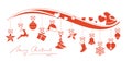 Red Christmas ornaments border with angel