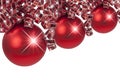 Red Christmas Ornaments Curly Ribbons Royalty Free Stock Photo