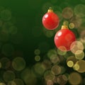Red Christmas ornaments on dark green background Royalty Free Stock Photo