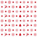 Red Christmas Patterns Snowflakes Rentier Tree