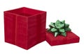 Red Christmas Present Gift Box, Bow Isolated White