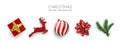 Red christmas set 3d holiday object isolated Royalty Free Stock Photo
