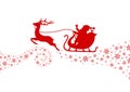 Red Christmas Sleigh With Snowflakes And Swirl
